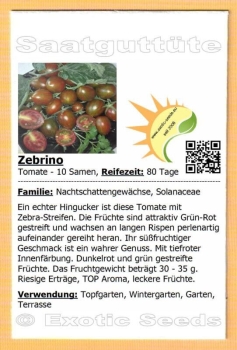 Tomate 'Zebrino', dunkelrot, grün gestreift, 10 Samen